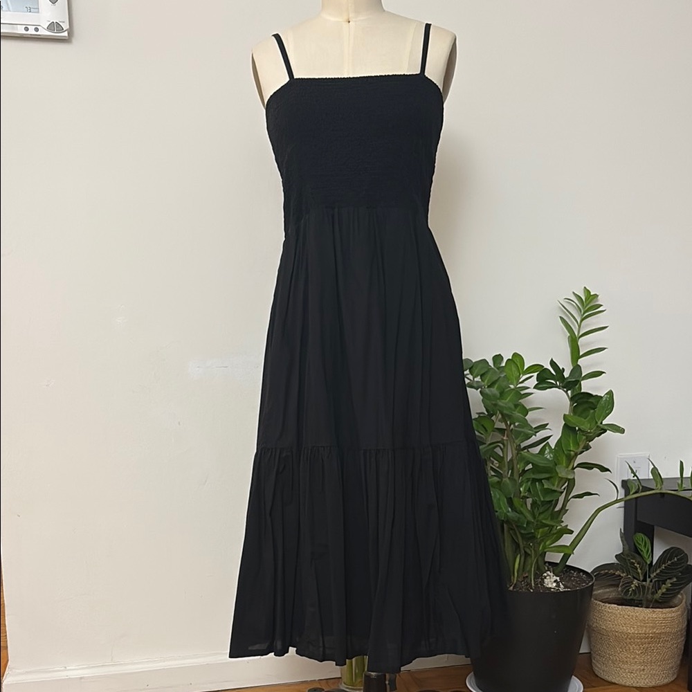 J. Crew Black Smocked Sundress with Spaghetti Straps